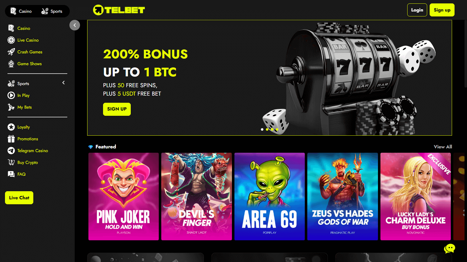 Telbet Casino Desktop screenshot